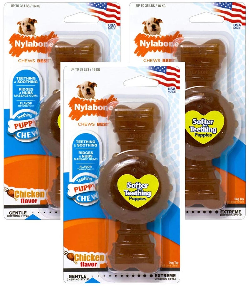 Nylabone 3 Pack of Puppy Teething Ring Bone Chicken Flavor Wolf SizeUp to 35 lbs - Image 2