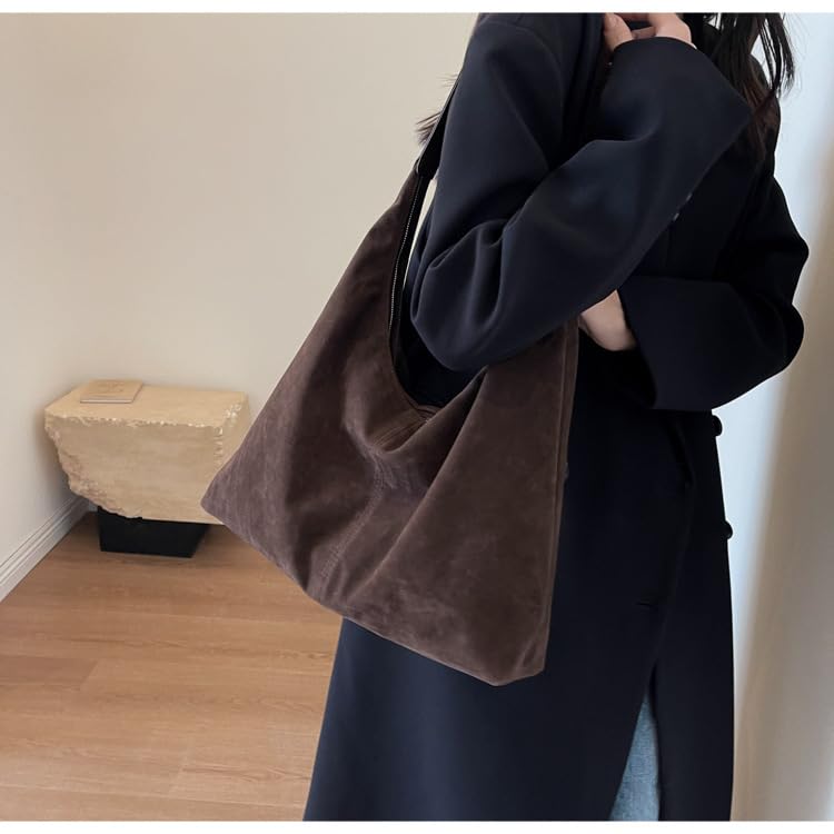 AISIWAN Womenâ€™s Trendy Suede Tote Bag Shoulder Bags For Women Fall Underarm Bag Winter Hobo Bag Work Purses Suede Travel Handbag - Image 4