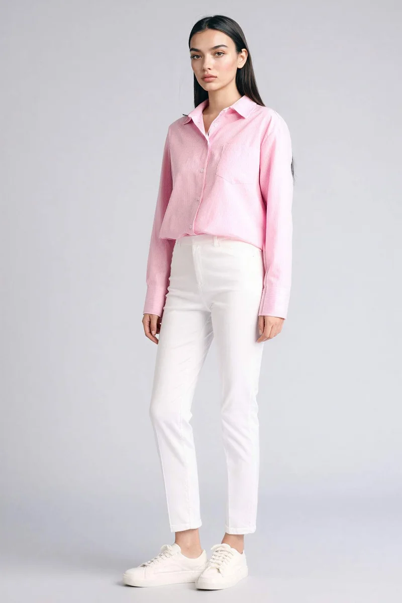 ديفاكتو Cigarette Fit Regular Hem Satin Trousers
