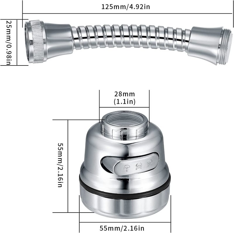 ARQIVO 360 Degree Swivel Faucet Tap Aerator Adjustable 3 Mode Water Saving Faucet ABS Plastic Splash Proof Faucet Nozzle Filter Faucet Tap for Bathroom Kitchen - Image 3
