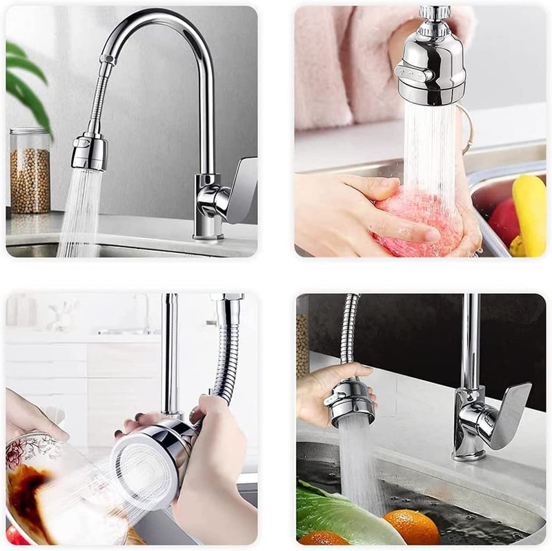 ARQIVO 360 Degree Swivel Faucet Tap Aerator Adjustable 3 Mode Water Saving Faucet ABS Plastic Splash Proof Faucet Nozzle Filter Faucet Tap for Bathroom Kitchen - Image 4