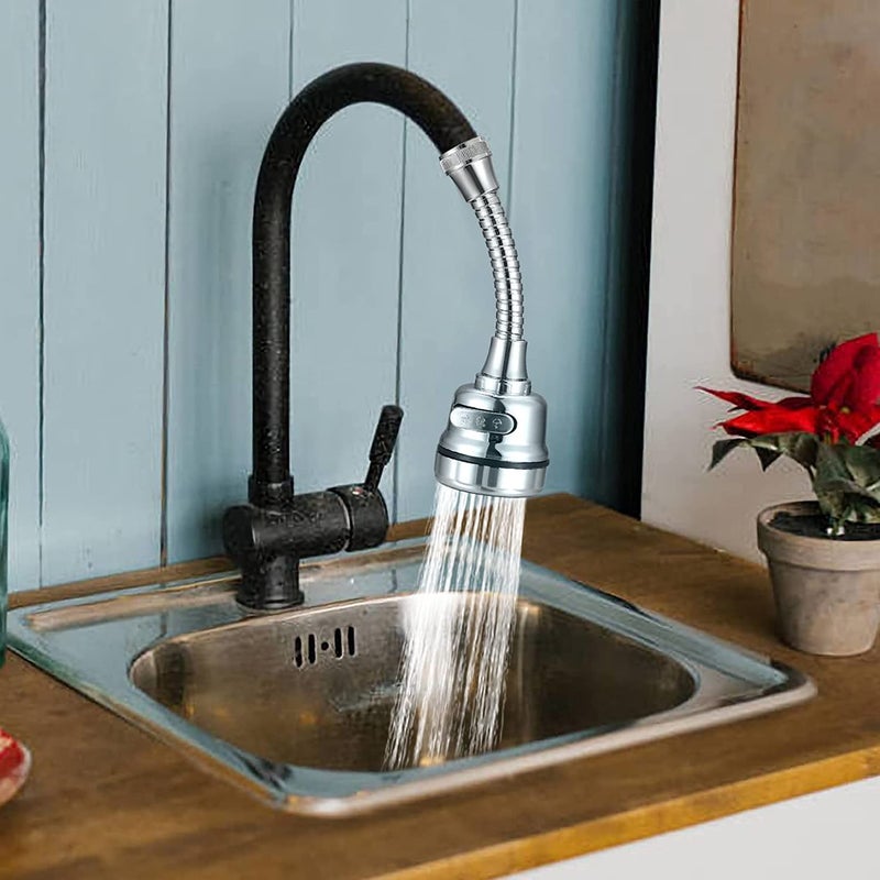 ARQIVO 360 Degree Swivel Faucet Tap Aerator Adjustable 3 Mode Water Saving Faucet ABS Plastic Splash Proof Faucet Nozzle Filter Faucet Tap for Bathroom Kitchen - Image 2
