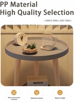 KEVIN Round Coffee Table, Living Room Table with 2-Tier Storage Shelf, 16 Inch Modern Coffee Table With Wooden Frame And Polypropylene Desktop,Easy Assembly, Rustic Grey,40*40*44cm  - Image 5