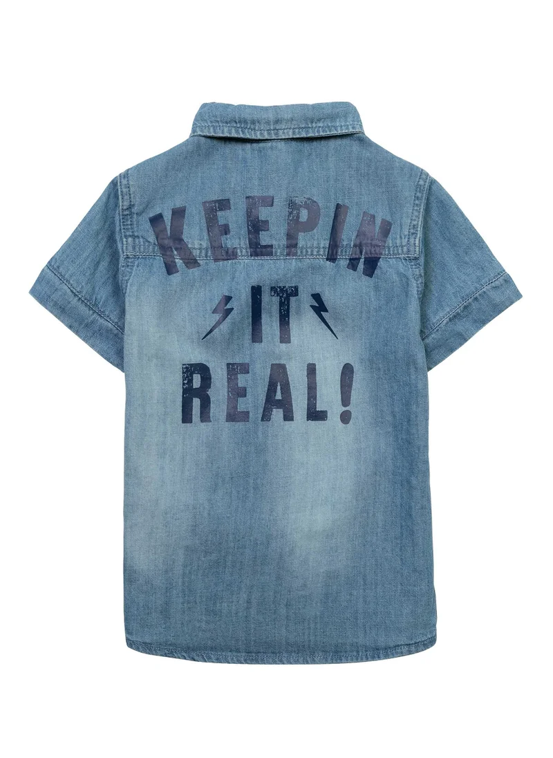 MINOTI Kids Boys  Short Sleeved Denim Shirt
