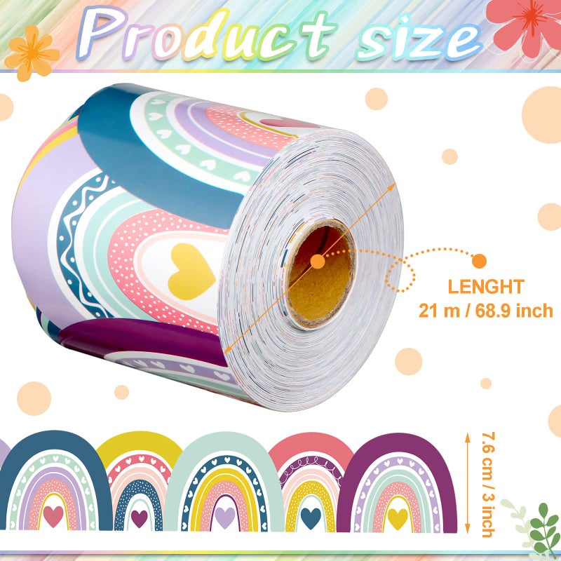 Panelee Boho Style Border 68.9 Feet Bulletin Board Border Butterflies Flowers Bee Space Inspirational Cute Decor for Classroom Bulletin Boards Chalkboard Wall Decor - Image 2