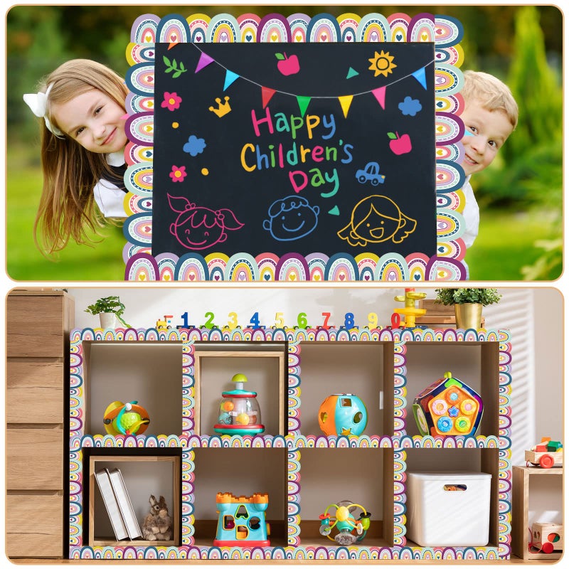 Panelee Boho Style Border 68.9 Feet Bulletin Board Border Butterflies Flowers Bee Space Inspirational Cute Decor for Classroom Bulletin Boards Chalkboard Wall Decor - Image 4