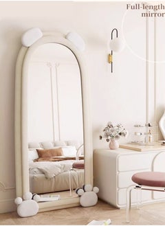 C&C Home Modern Rabbit Design Full Length Mirror Standing Hanging or Leaning Against Wall Large Bedroom Floor Mirror Dressing Mirror Wall-Mounted Mirror Wood Frame Wavy Mirror Round Corner 60x160 cm  - Image 3