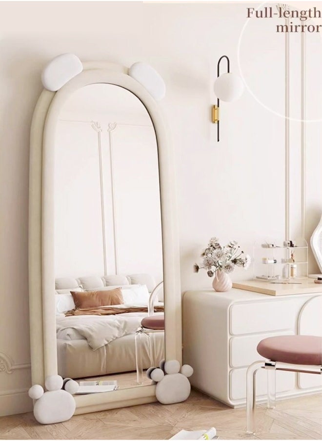 C&C Home Modern Rabbit Design Full Length Mirror Standing Hanging or Leaning Against Wall Large Bedroom Floor Mirror Dressing Mirror Wall-Mounted Mirror Wood Frame Wavy Mirror Round Corner 60x160 cm  - Image 3
