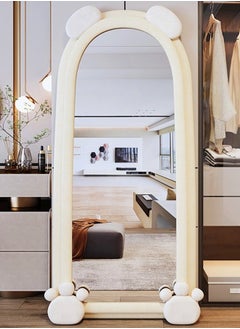 C&C Home Modern Rabbit Design Full Length Mirror Standing Hanging or Leaning Against Wall Large Bedroom Floor Mirror Dressing Mirror Wall-Mounted Mirror Wood Frame Wavy Mirror Round Corner 60x160 cm  - Image 1