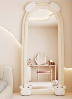 C&C Home Modern Rabbit Design Full Length Mirror Standing Hanging or Leaning Against Wall Large Bedroom Floor Mirror Dressing Mirror Wall-Mounted Mirror Wood Frame Wavy Mirror Round Corner 60x160 cm  - Image 5