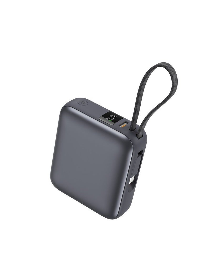 iOsuite Mini Power Bank 10000mAh 35W PD Fast Charging, Charge 2 Devices Simultaneously, Built-in USB-C Cable, Digital LED Display, Air Travel Approved Portable Charger Compatible with iPhone, Samsung, iPad & More – Grey - Image 2