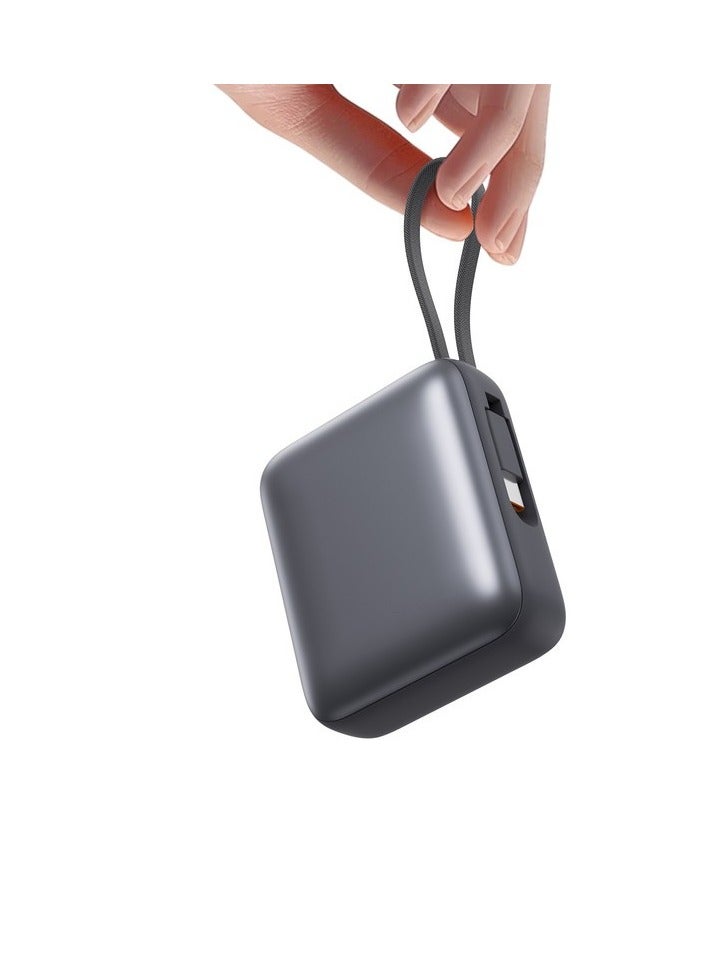 iOsuite Mini Power Bank 10000mAh 35W PD Fast Charging, Charge 2 Devices Simultaneously, Built-in USB-C Cable, Digital LED Display, Air Travel Approved Portable Charger Compatible with iPhone, Samsung, iPad & More – Grey - Image 3