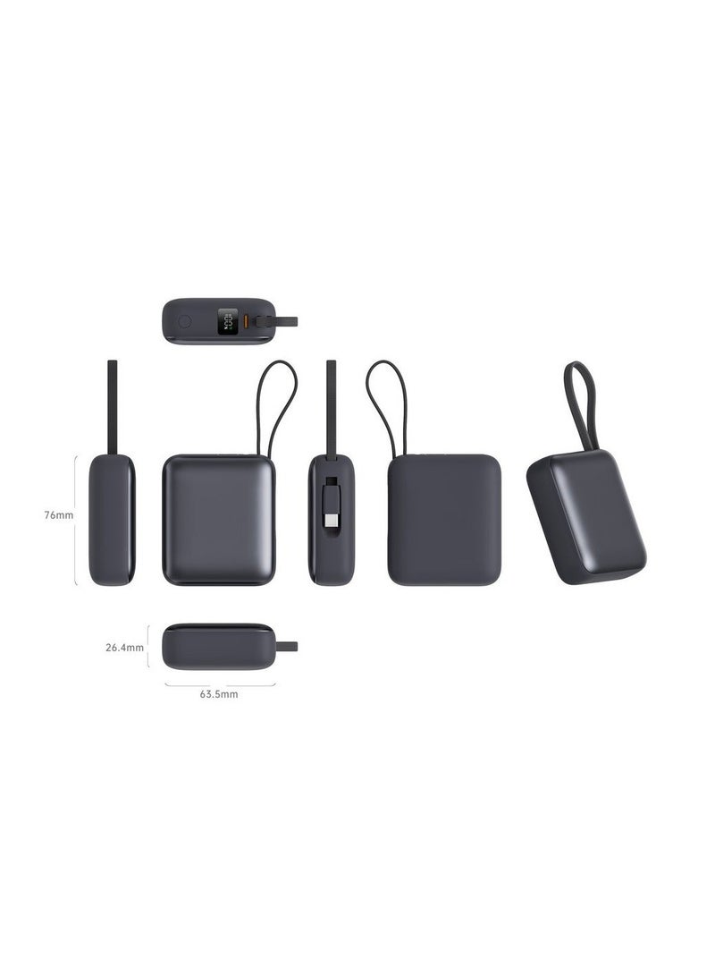 اى او سويت باور بنك iOsuite صغير الحجم سعة 10000 مللي أمبير، شحنarging, Charge 2 Devices Simultaneously, Built-in USB-C Cable, Digital LED Display, Air Travel Approved Portable Charger Compatible with iPhone, Samsung, iPad & More – Gre سريع PD حتى 35 واط، شحن جهازين في نفس الوقت، كابل تايب سي مدمج، شاشة رقمية LED، معتمد للسفر الجوي، متوافق مع ايفون وسامسونج وايباد – رمادي - Image 5