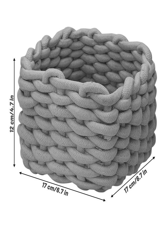 JLNGTHONG Small Woven Basket, Gray Small Basket Mini Cotton Rope Baskets for Little Items, Square Cute Baskets for Baby Room, Nursery, Bedroom - Image 2