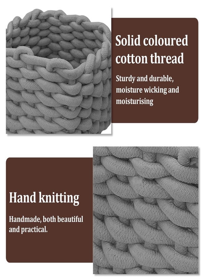 JLNGTHONG Small Woven Basket, Gray Small Basket Mini Cotton Rope Baskets for Little Items, Square Cute Baskets for Baby Room, Nursery, Bedroom - Image 3