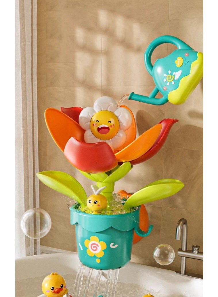 هالامودو شكل الزهرة الري يمكن اللعب مع لعبة الطفل حمام اللعب التي تتدفق في الماء مع الأطفال الماء اللعب البخاخ في المياه المياه معدات لعب المياه الصيفية للبنين والفتيات مقابل آمن غير كهربائي ABS+ مادة السيليكون مع امتصاص قوي التصاق ثابت يأتي مع المياه الصغيرة يمكن في الداخل والخارج الاستخدام مع تصميم لطيف لعبة الملبس ورقة يتضمن تخزين هوك - Image 1
