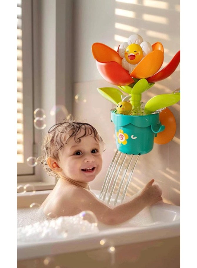 هالامودو شكل الزهرة الري يمكن اللعب مع لعبة الطفل حمام اللعب التي تتدفق في الماء مع الأطفال الماء اللعب البخاخ في المياه المياه معدات لعب المياه الصيفية للبنين والفتيات مقابل آمن غير كهربائي ABS+ مادة السيليكون مع امتصاص قوي التصاق ثابت يأتي مع المياه الصغيرة يمكن في الداخل والخارج الاستخدام مع تصميم لطيف لعبة الملبس ورقة يتضمن تخزين هوك - Image 2