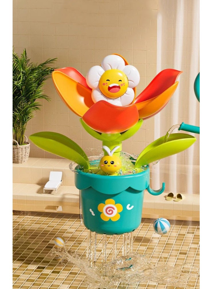 هالامودو شكل الزهرة الري يمكن اللعب مع لعبة الطفل حمام اللعب التي تتدفق في الماء مع الأطفال الماء اللعب البخاخ في المياه المياه معدات لعب المياه الصيفية للبنين والفتيات مقابل آمن غير كهربائي ABS+ مادة السيليكون مع امتصاص قوي التصاق ثابت يأتي مع المياه الصغيرة يمكن في الداخل والخارج الاستخدام مع تصميم لطيف لعبة الملبس ورقة يتضمن تخزين هوك - Image 3