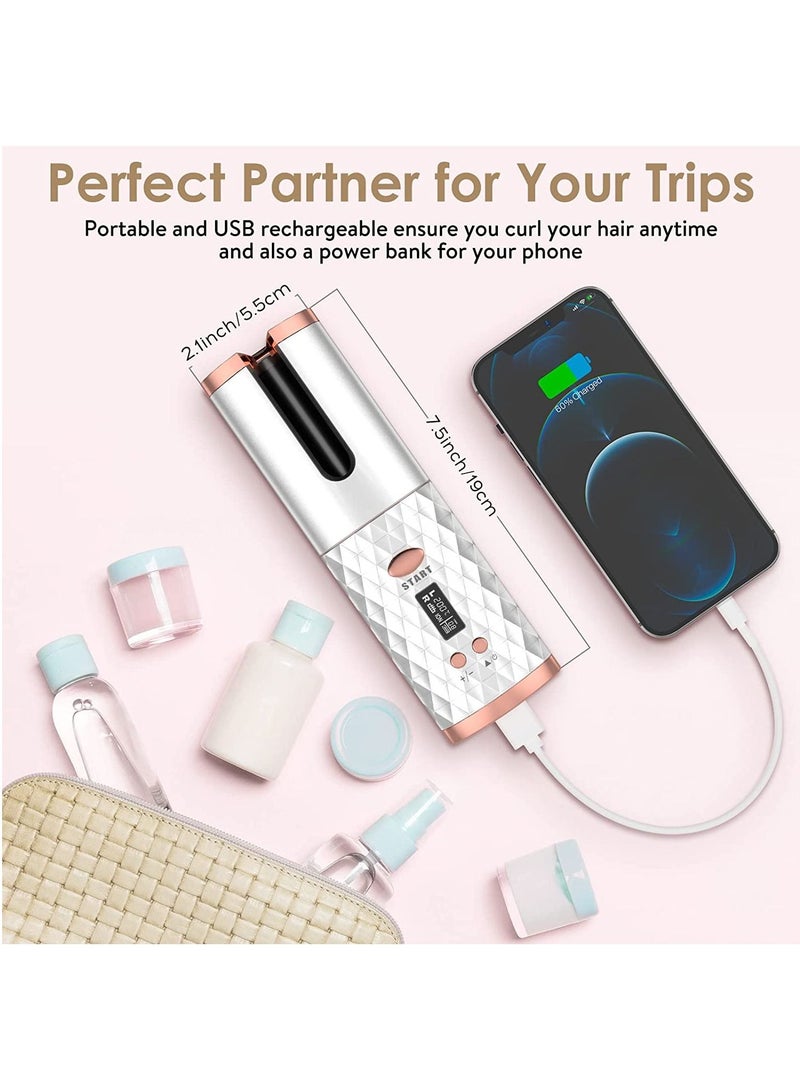 Automatic Curling Iron, Cordless Auto Hair Curler with 6 Temps, 11 Timers & LCD Display, Portable Rechargeable Ceramic Rotating Curling Wand, Wireless Beach Waves Iron Fast Heating for Hair Styling - Image 5