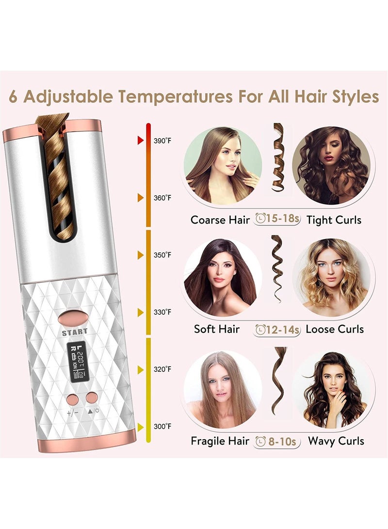 Automatic Curling Iron, Cordless Auto Hair Curler with 6 Temps, 11 Timers & LCD Display, Portable Rechargeable Ceramic Rotating Curling Wand, Wireless Beach Waves Iron Fast Heating for Hair Styling - Image 3