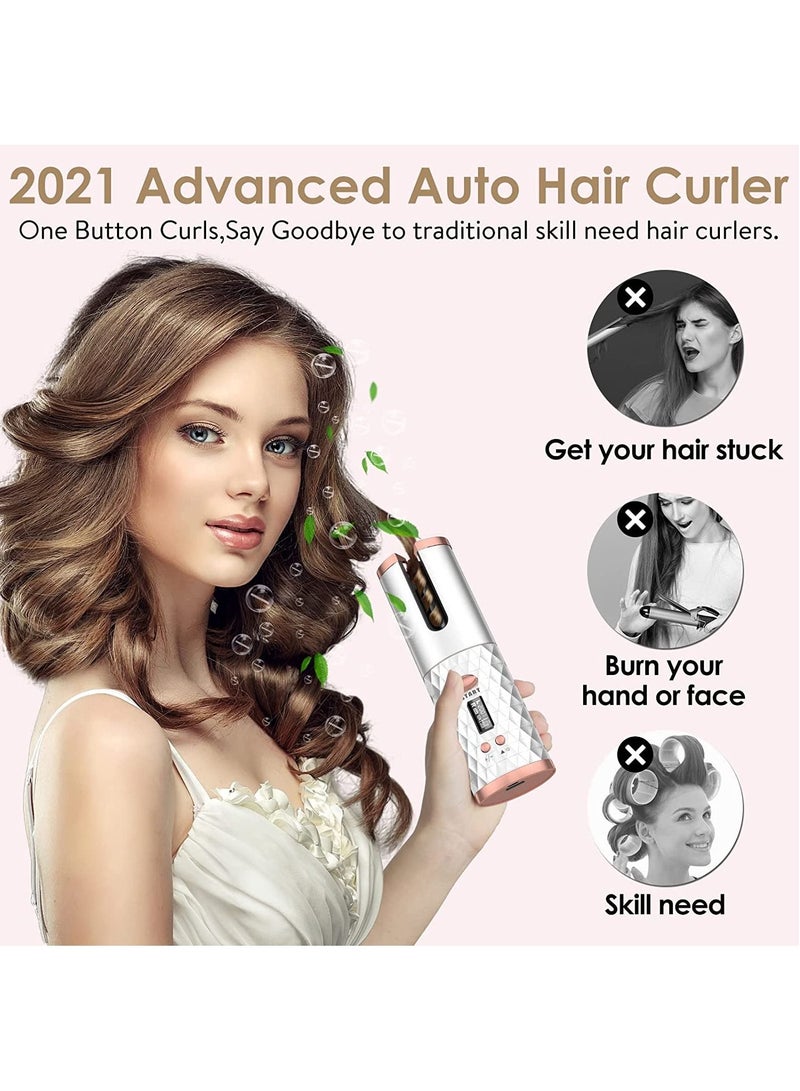 Automatic Curling Iron, Cordless Auto Hair Curler with 6 Temps, 11 Timers & LCD Display, Portable Rechargeable Ceramic Rotating Curling Wand, Wireless Beach Waves Iron Fast Heating for Hair Styling - Image 2