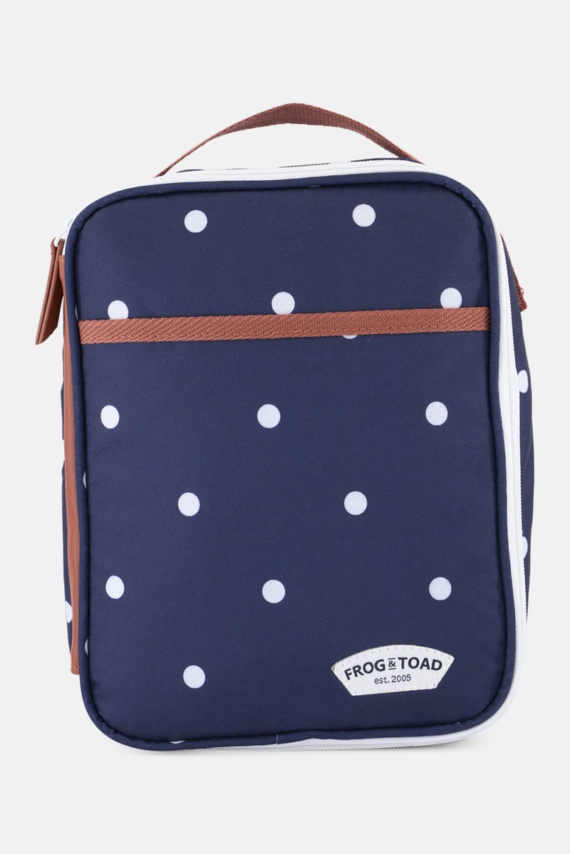 Fit Fresh Kids Girl Polka Dots Lunch Bag 26 H x 19 L x 10 W cm, Navy  - Image 1