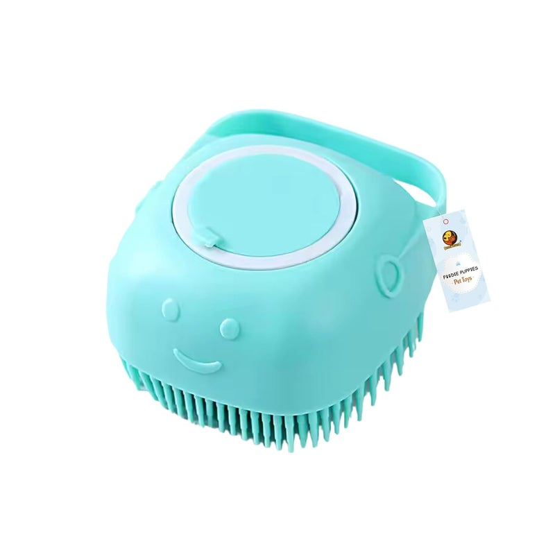 Riviox Soft Silicone Pet Grooming Brush with Shampoo Dispenser - 2-in-1 Bathing & Shedding Brush for Dogs and Cats - Image 1