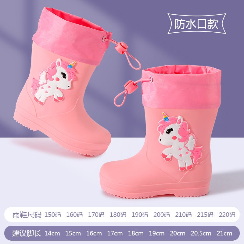 New Rain Boots Non-Slip Kindergarten Princess Baby Waterproof Girdle Women'S Children'S Rain Boots Primary School Boys Water Shoes - Image 1