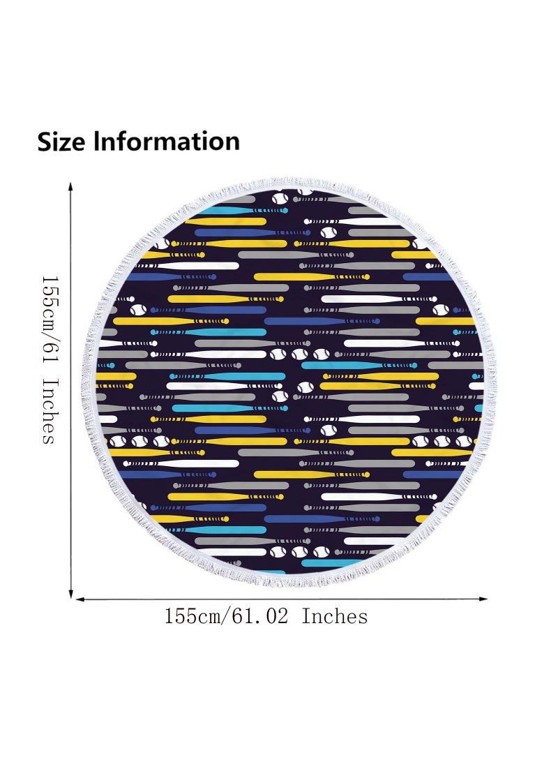 Bluejw Thick Round Beach Towel Blanket Microfiber Yoga Mat with Tassels Ultra Soft Super Water Absorbent Multi-Purpose Towel - Image 5