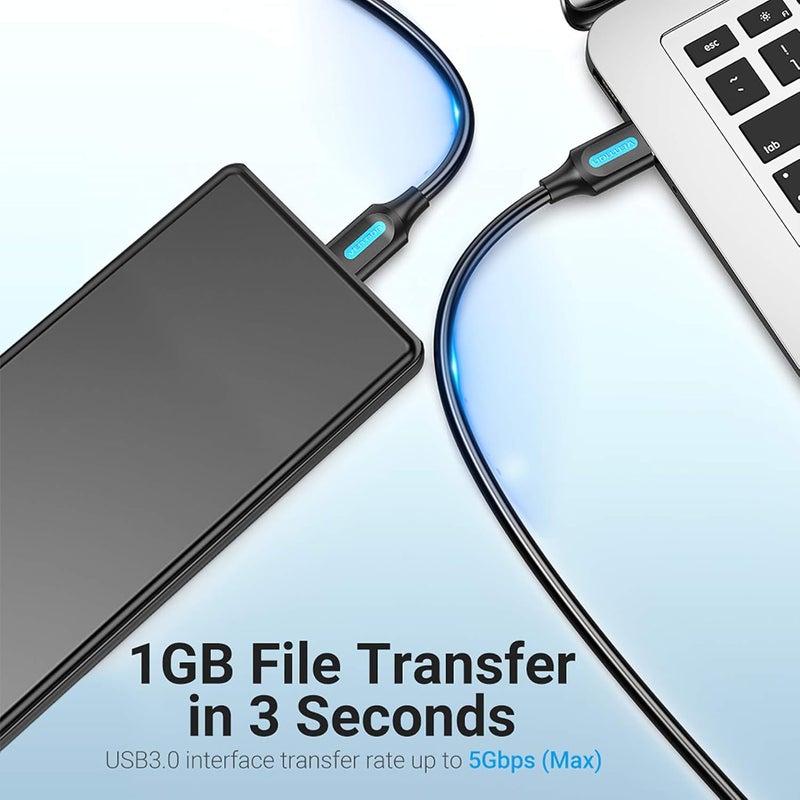 كابل القرص الصلب من VENTION، سرعة 5 جيجابت في الثانية، USB 3.0 A إلى Micro USB B، متوافق مع الأقراص الصلبة الخارجية المحمولة من Seagate وToshiba وWestern Digital (WD) وWD My Passport (USB 3.0 A إلى Micro-B، طول 2 متر) - Image 4