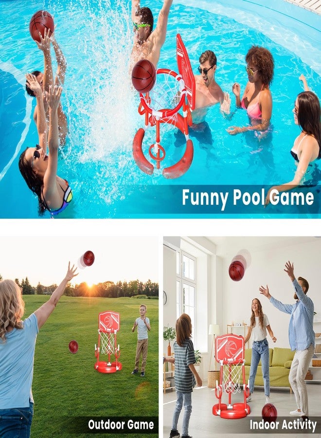 AuroTops Pool Basketball Hoop with Backboard Ring Toss Games for Kids and Adults,Floating Basketball Pool Toys,Swimming Pool Toys,Family Pool Party,Summer Gifts,Pool Games,Include 2 Balls and Pump,Red - Image 5