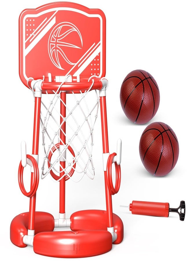 AuroTops Pool Basketball Hoop with Backboard Ring Toss Games for Kids and Adults,Floating Basketball Pool Toys,Swimming Pool Toys,Family Pool Party,Summer Gifts,Pool Games,Include 2 Balls and Pump,Red - Image 2