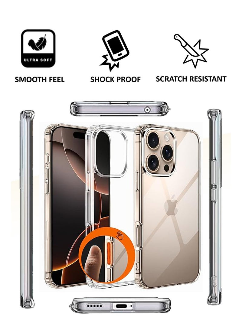 NAFCO For Apple iPhone 16 Pro Max   - Transparent Silicone Drop-Proof Clear Protective Phone Cover - Transparent - Image 4