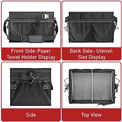 FANGSUN Grill Caddy, BBQ Caddy with Paper Towel Holder, Picnic Griddle Caddy for Outdoor Camping, Barbecue Accessories Storage Organizer for Utensil Grilling Tool, Must Have for Camper Tailgating Rv - Image 5