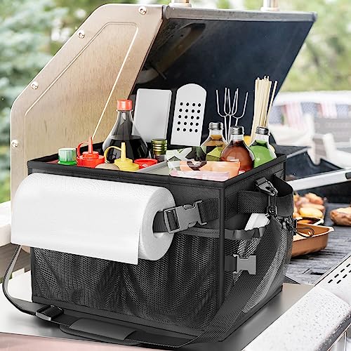 FANGSUN Grill Caddy, BBQ Caddy with Paper Towel Holder, Picnic Griddle Caddy for Outdoor Camping, Barbecue Accessories Storage Organizer for Utensil Grilling Tool, Must Have for Camper Tailgating Rv - Image 2