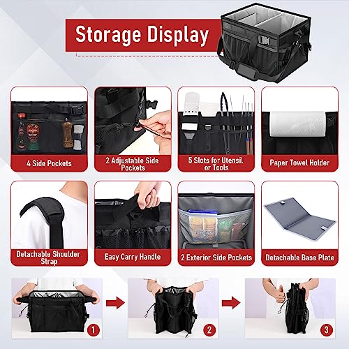 FANGSUN Grill Caddy, BBQ Caddy with Paper Towel Holder, Picnic Griddle Caddy for Outdoor Camping, Barbecue Accessories Storage Organizer for Utensil Grilling Tool, Must Have for Camper Tailgating Rv - Image 3
