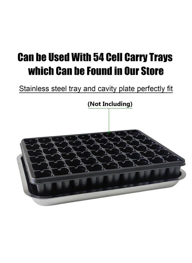 RooTrimmer Stainless Metal Trays, Stainless Steel Seed Starter Carry Tray Fit 54 Cell Plug Tray, Nursery Seedling Pots Water Collection Transplantation (11.6 inch×15.2 inch, 1.45" Height, 10-Pack) - Image 2