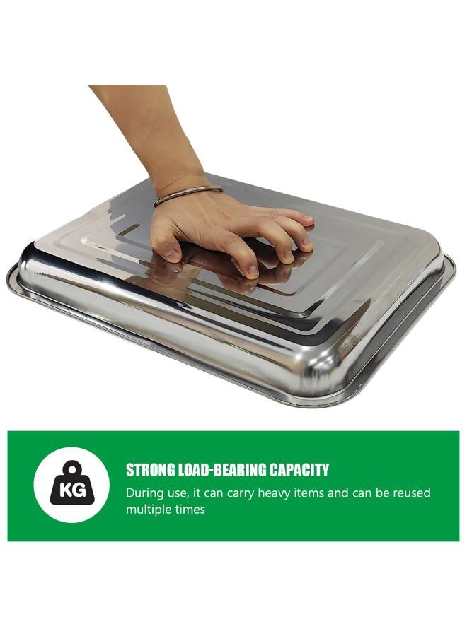 RooTrimmer Stainless Metal Trays, Stainless Steel Seed Starter Carry Tray Fit 54 Cell Plug Tray, Nursery Seedling Pots Water Collection Transplantation (11.6 inch×15.2 inch, 1.45" Height, 10-Pack) - Image 4