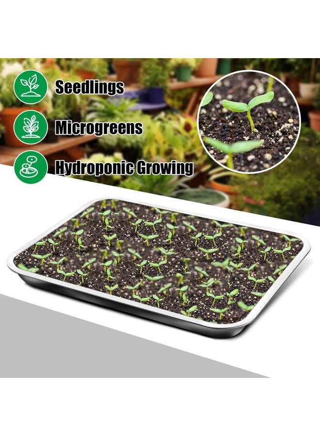 RooTrimmer Stainless Metal Trays, Stainless Steel Seed Starter Carry Tray Fit 54 Cell Plug Tray, Nursery Seedling Pots Water Collection Transplantation (11.6 inch×15.2 inch, 1.45" Height, 10-Pack) - Image 5