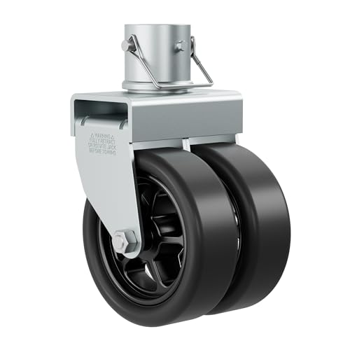 TOWKING 2,500lbs Dual 6" Trailer Jack Swivel Caster with Upgraded Spoked Wheels and Reinforced Bracket, Silver - Image 1