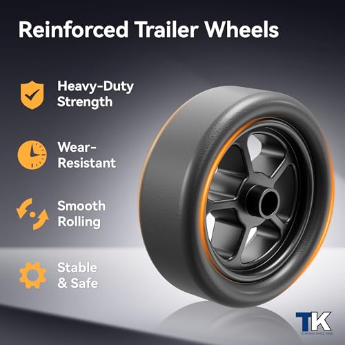 TOWKING 2,500lbs Dual 6" Trailer Jack Swivel Caster with Upgraded Spoked Wheels and Reinforced Bracket, Silver - Image 5