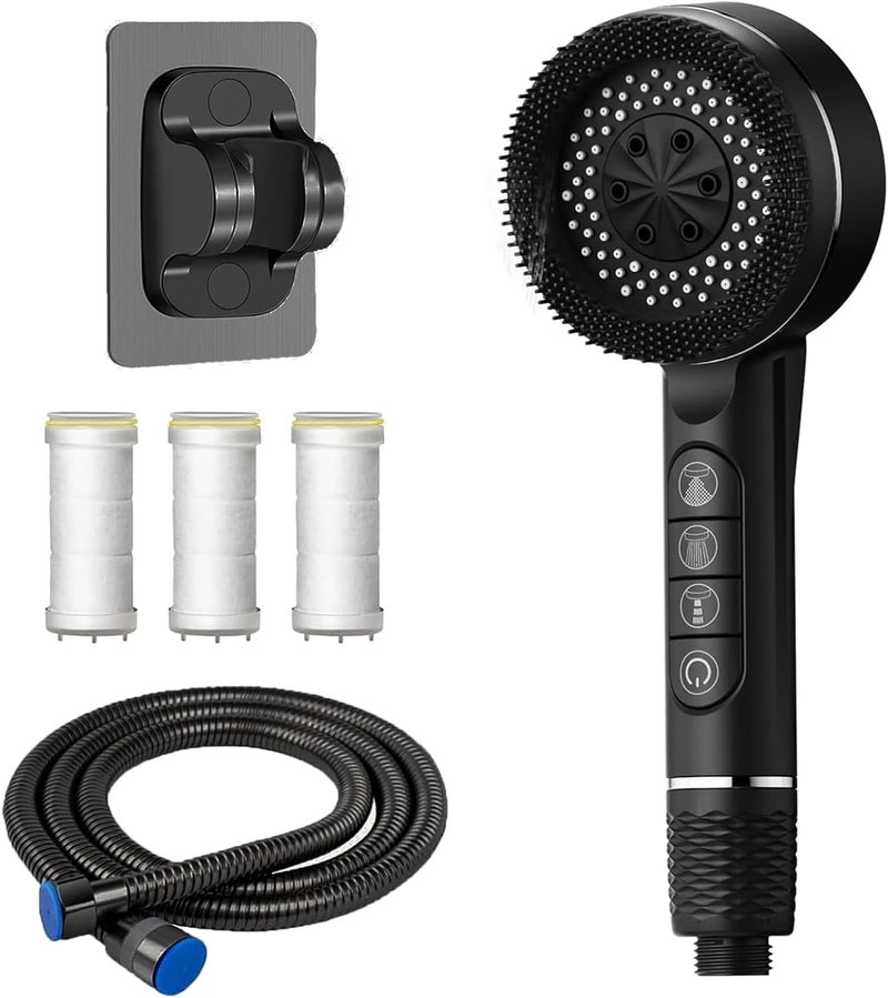 High Pressure Shower Head with 200cm Hose - 4 Modes Spray Rainfall Spa - Image 1