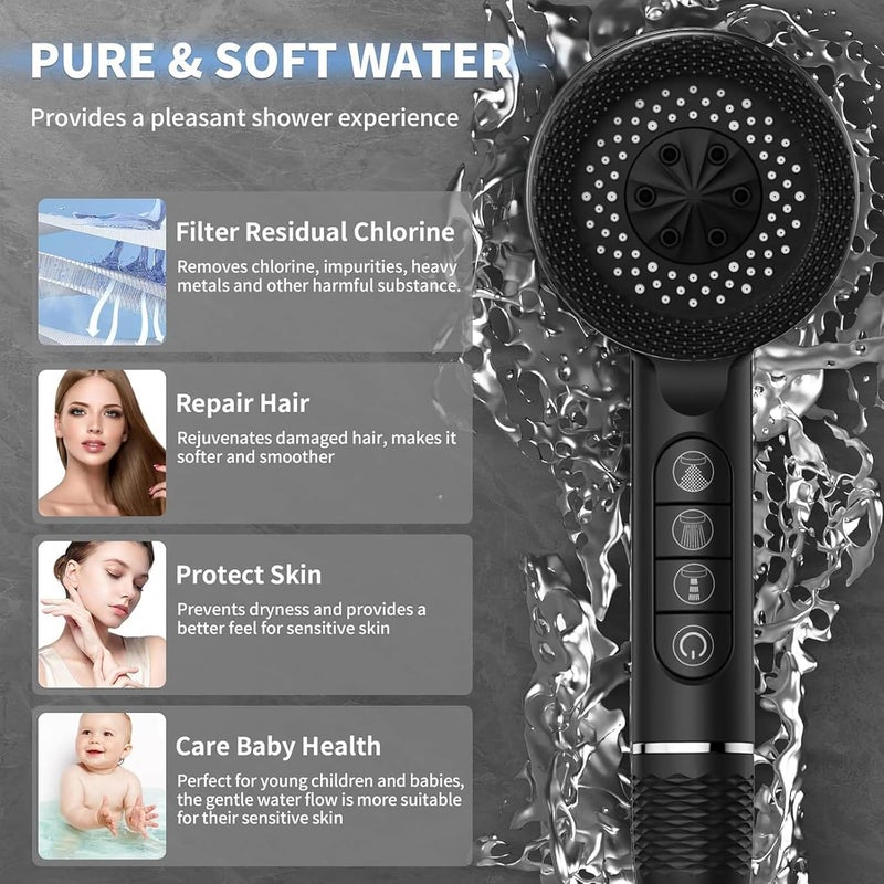 High Pressure Shower Head with 200cm Hose - 4 Modes Spray Rainfall Spa - Image 3