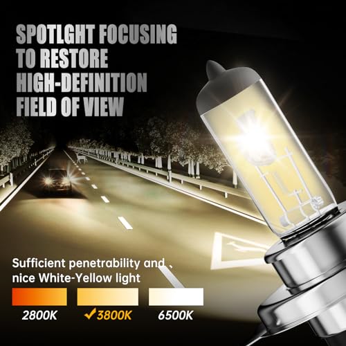 OKOENIEO 9003/H4 Halogen Headlight Bulb, 12V 55W Head Lamps, 4000 Lumens, 3800K，H4 Head Light Bulbs for Car, High and Low Beam，Automotive Light Bulbs，Pack of 2 - Image 4