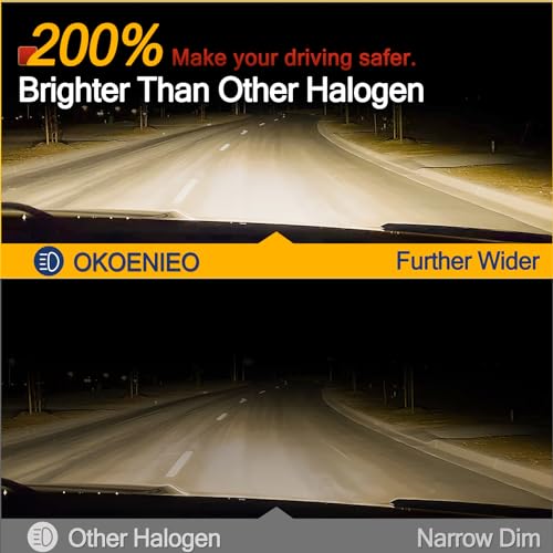 OKOENIEO 9003/H4 Halogen Headlight Bulb, 12V 55W Head Lamps, 4000 Lumens, 3800K，H4 Head Light Bulbs for Car, High and Low Beam，Automotive Light Bulbs，Pack of 2 - Image 2