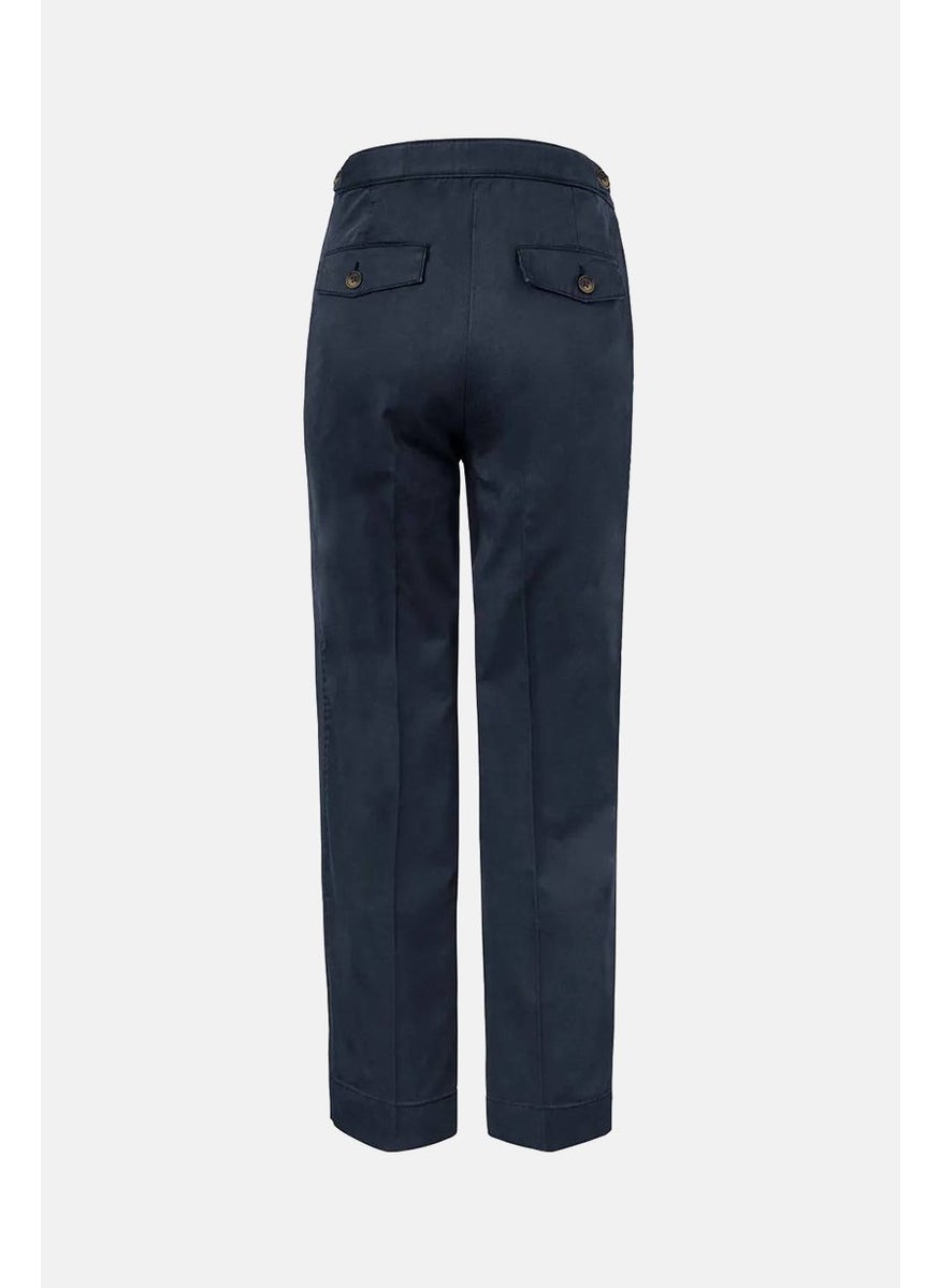 Tchibo Women Modern Fit Plain Chino Pants, Navy  - Image 3