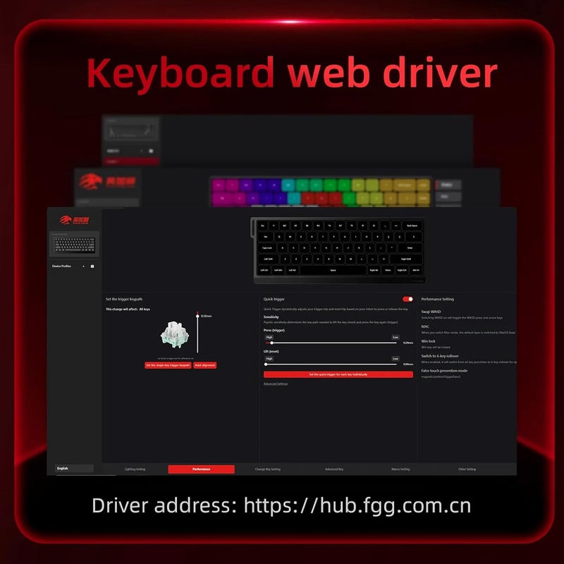 Hyekit لوحة مفاتيح ألعاب سلكية من x FGG MADLIONS MAD 68 HE RGB 60% مع مفاتيح مغناطيسية قابلة للتعديل، معدل استقصاء 8000 هرتز، وضع الزناد السريع، مفاتيح تأثير هول، للكمبيوتر الشخصي/ماك، أسود - Image 4