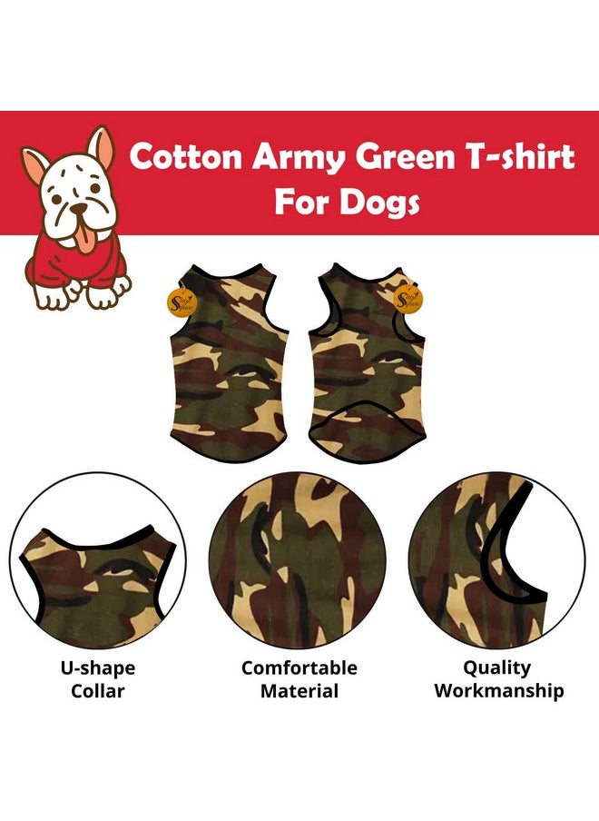 Sage Square Adorable Sleeveless Cotton Dog T-Shirt - Breathable & Fashionable Apparel For Your Dog, Puppy (Army Green) (Xxsmall-10Inch)  - Image 2