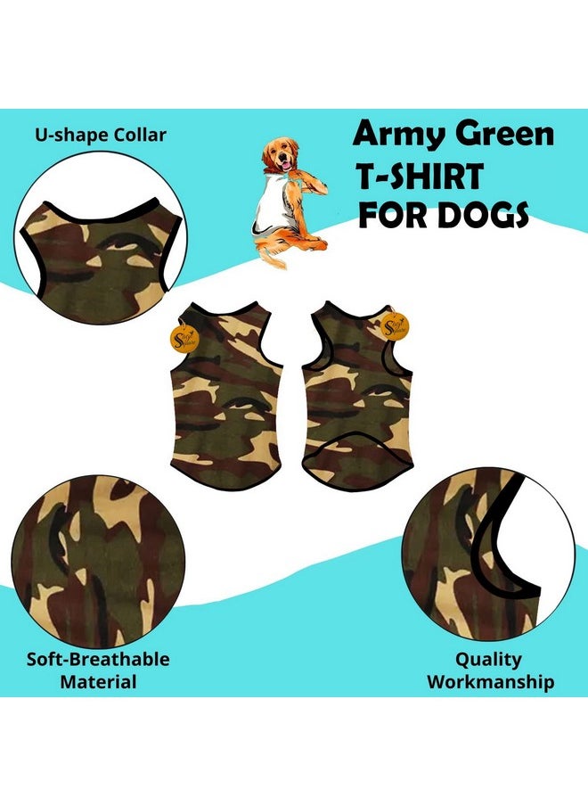 Sage Square Adorable Sleeveless Cotton Dog T-Shirt - Breathable & Fashionable Apparel For Your Dog, Puppy (Army Green) (Xxsmall-10Inch)  - Image 5