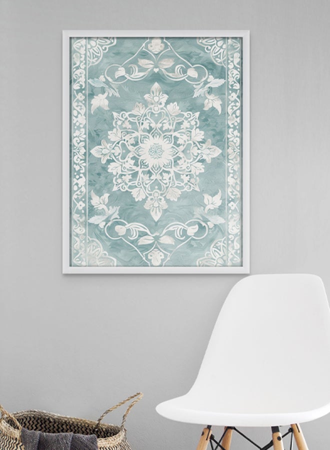 Art Decor Art Decor Blue and White Snowflake Rug Pattern Art Print Framed Fine Art Seasonal Wall Décor for Living Room Bedroom Winter Decor Gifting  - Image 2
